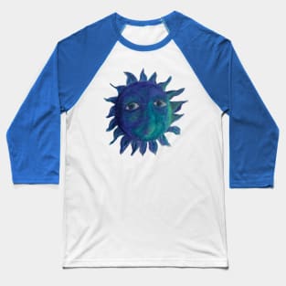 Swirling Blue Sun Baseball T-Shirt